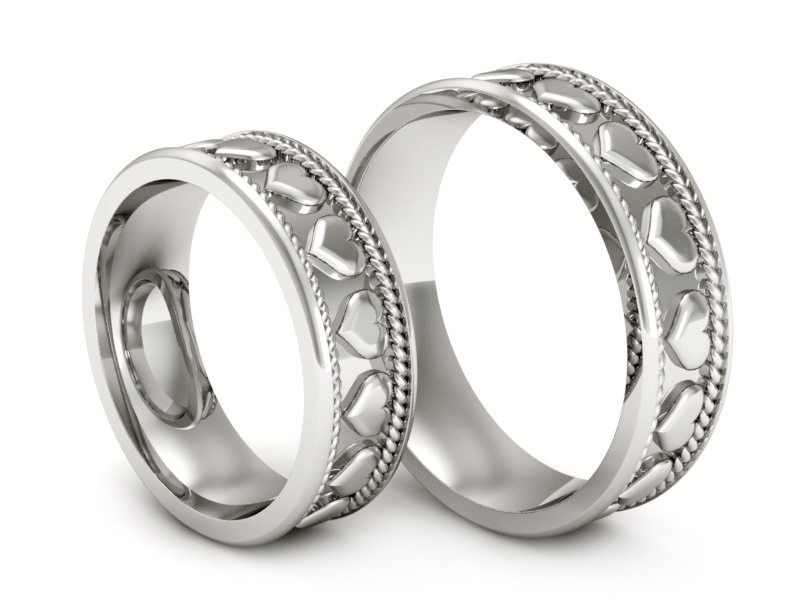 Obrączki białe złoto obrączki klasyczne 585 - P64205T147b — zdjęcie 3