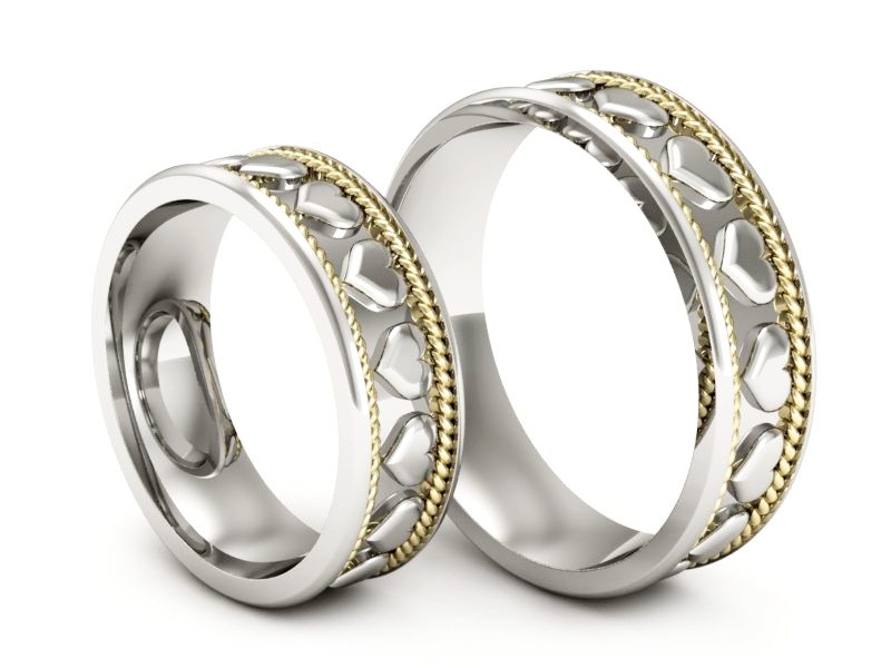 Obrączki biało żółte złoto obrączki złote - P64205T147bz — zdjęcie 3