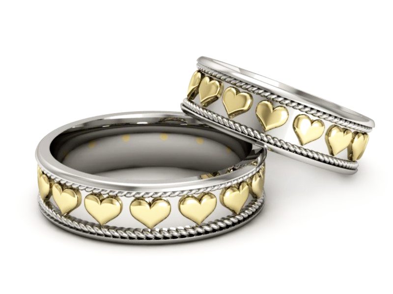 Obrączki biało żółte złoto obrączki złote - P64205T147bzs — zdjęcie 2