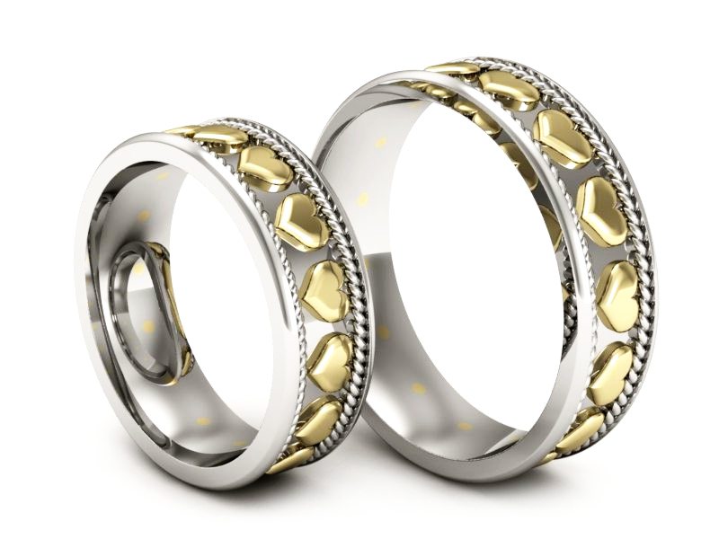 Obrączki biało żółte złoto obrączki złote - P64205T147bzs — zdjęcie 3