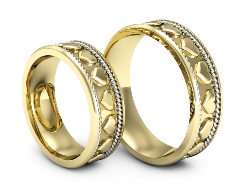 Obrączki biało żółte złoto obrączki złote - P64205T147zb — zdjęcie 3