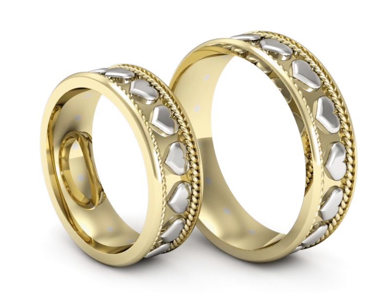 Obrączki biało żółte złoto obrączki złote - P64205T147zbs — zdjęcie 3