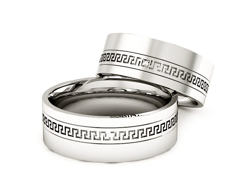 Złote Obrączki z diamentem białe złoto 585 - P65170353b — zdjęcie 2