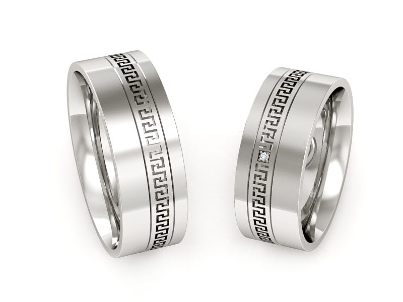 Złote Obrączki z diamentem białe złoto 585 - P65170353b — zdjęcie 3