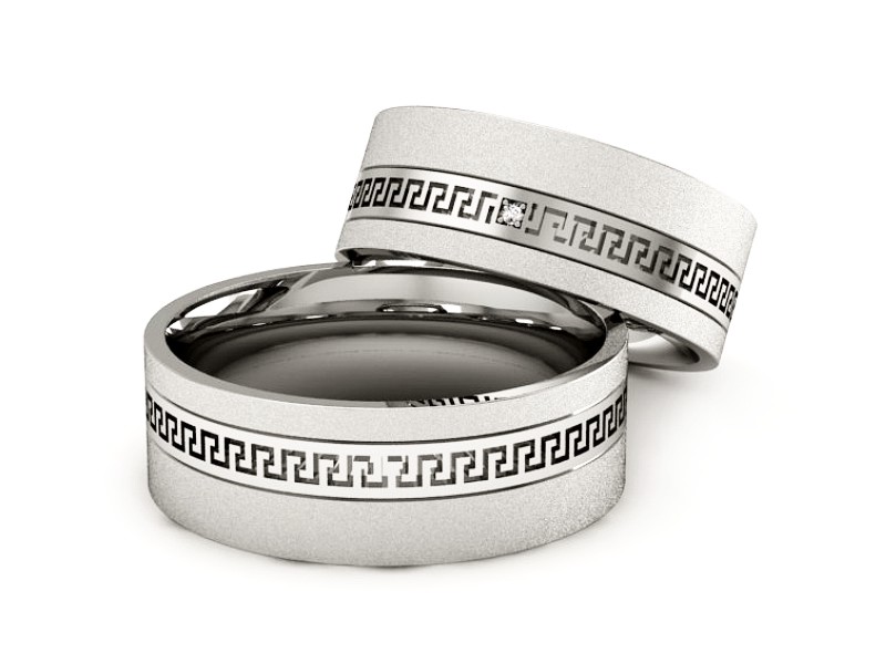 Złote Obrączki z diamentem białe złoto 585 - P65170353bms — zdjęcie 2