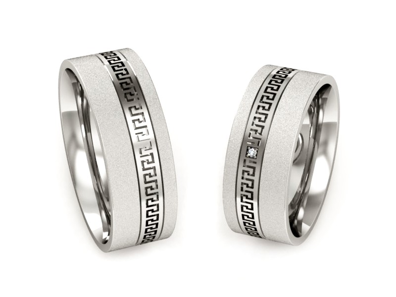 Złote Obrączki z diamentem białe złoto 585 - P65170353bms — zdjęcie 3