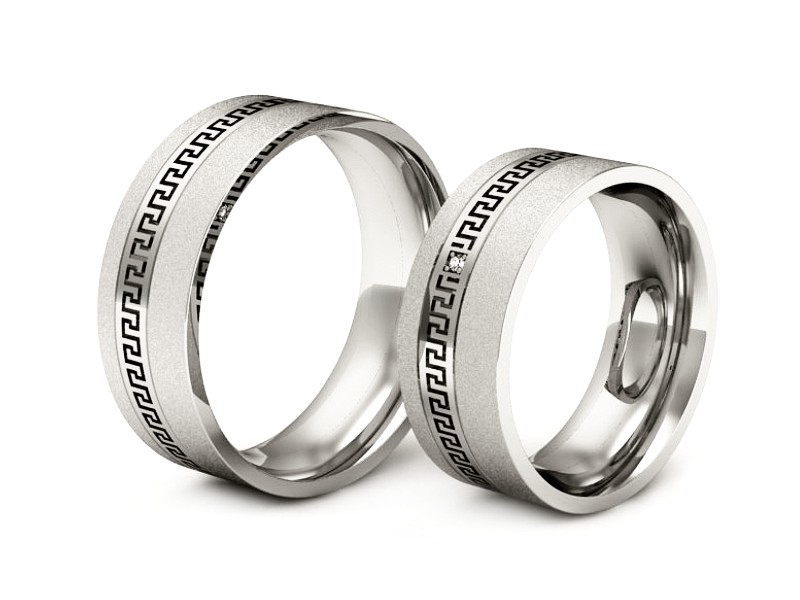 Złote Obrączki z diamentem białe złoto 585 - P65170353bms