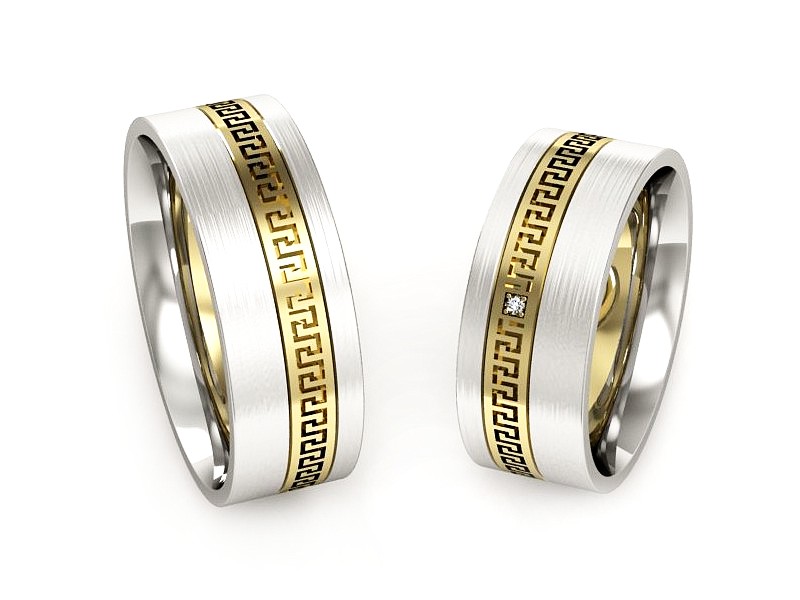 Obrączki z brylantem dwukolorowe złoto 585 - P65170353bzmp — zdjęcie 3