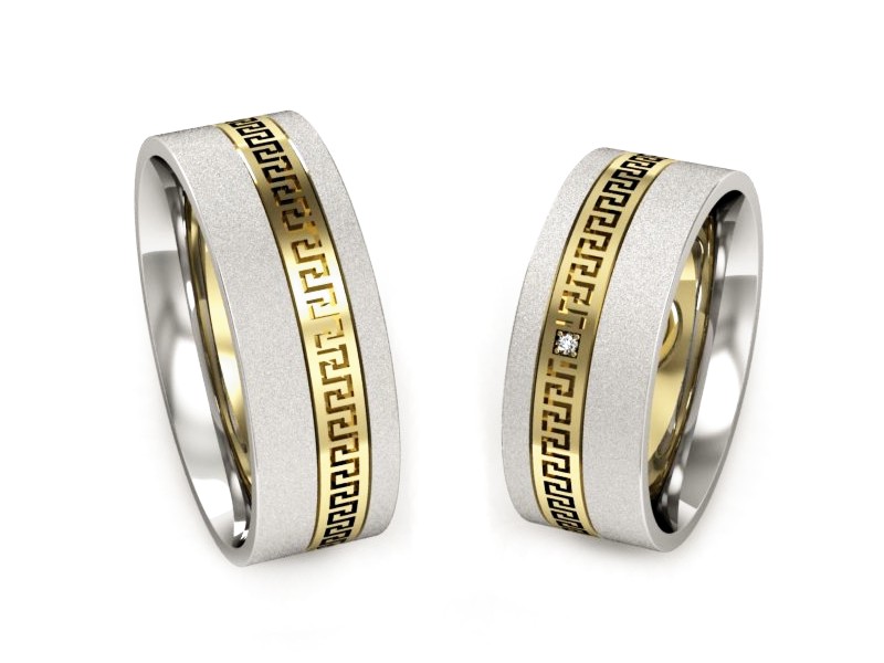 Obrączki z brylantem dwukolorowe złoto 585 - P65170353bzms — zdjęcie 3