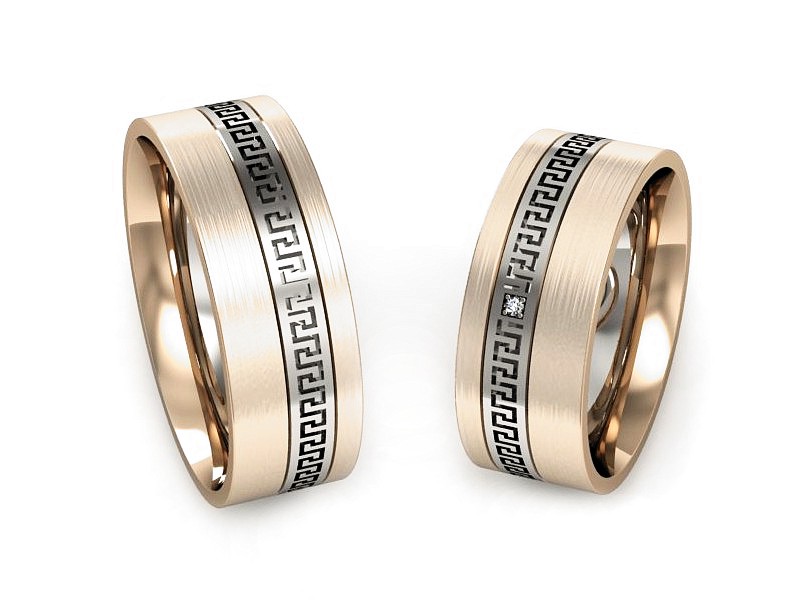 Obrączki z brylantem białe i różowe złoto - P65170353cbmp — zdjęcie 3