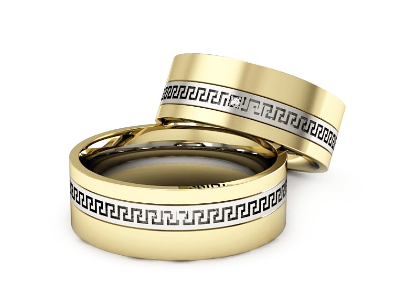 Obrączki z brylantem z żółte i białe złoto - P65170353zb — zdjęcie 2