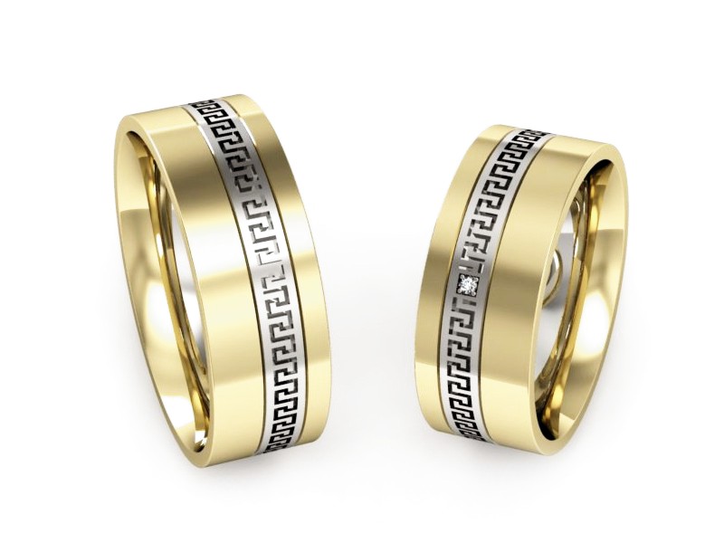 Obrączki z brylantem z żółte i białe złoto - P65170353zb — zdjęcie 3