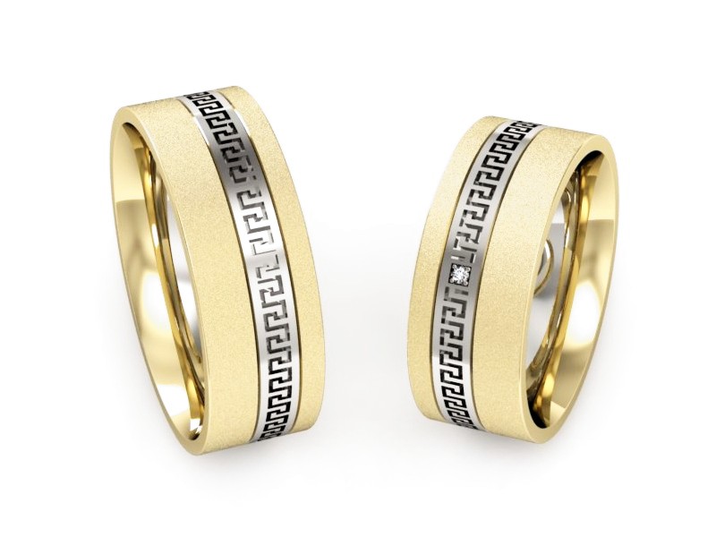 Obrączki z brylantem żółte i białe złoto - P65170353zbms — zdjęcie 3