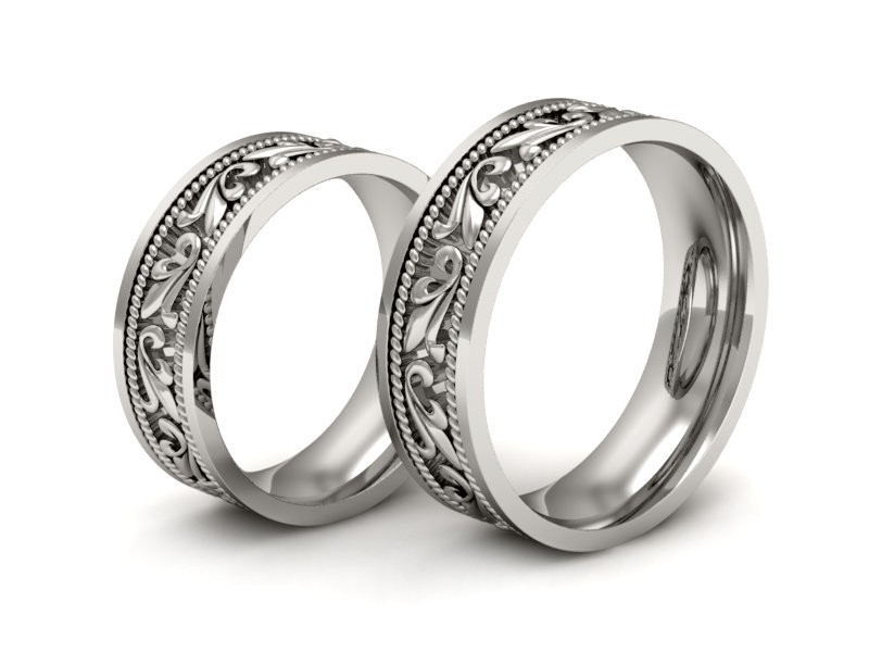 Obrączki z białego złota klasyczne 585 - P65180T178b — zdjęcie 3