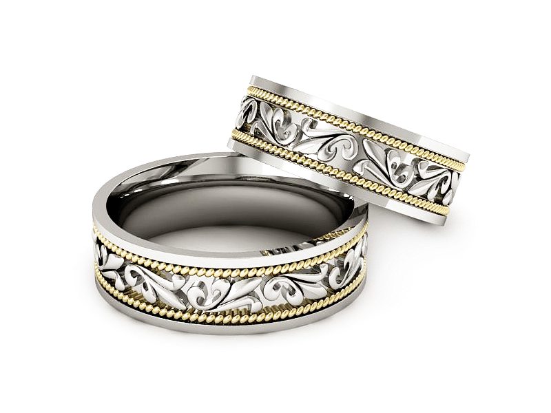 Złote Obrączki dwukolorowe złoto 585 - P65180T178bz — zdjęcie 2