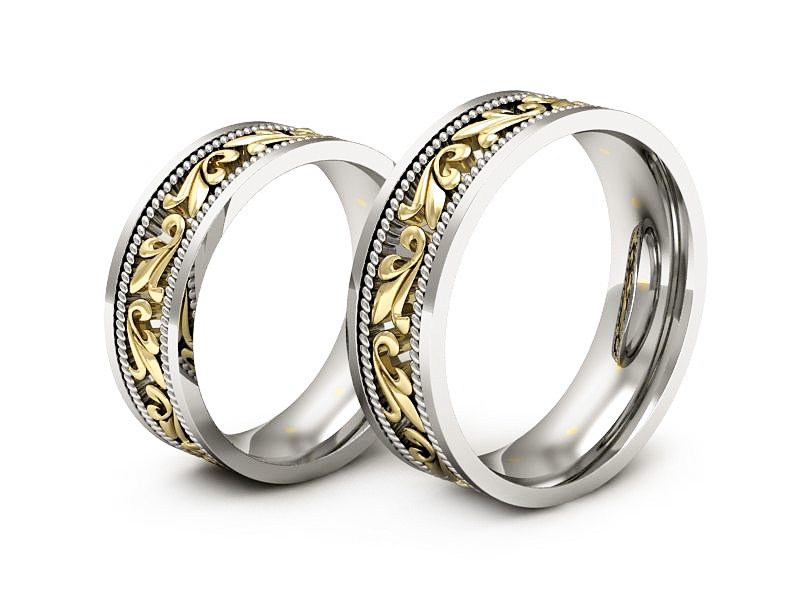 Obrączki nowoczesne obrączki dwukolorowe - P65180T178bzl — zdjęcie 3