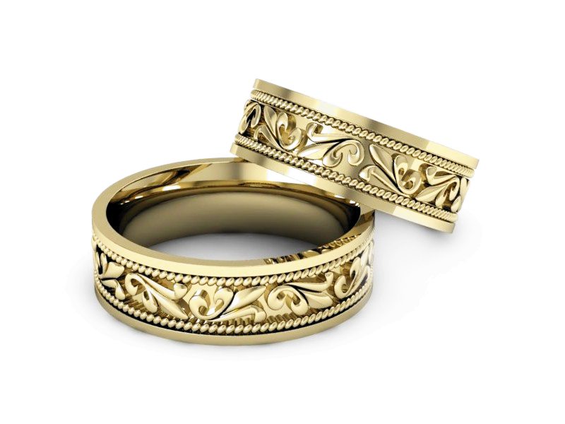 Obrączki ślubne obrączki żółte złoto próba 585 - P65180T178z — zdjęcie 2
