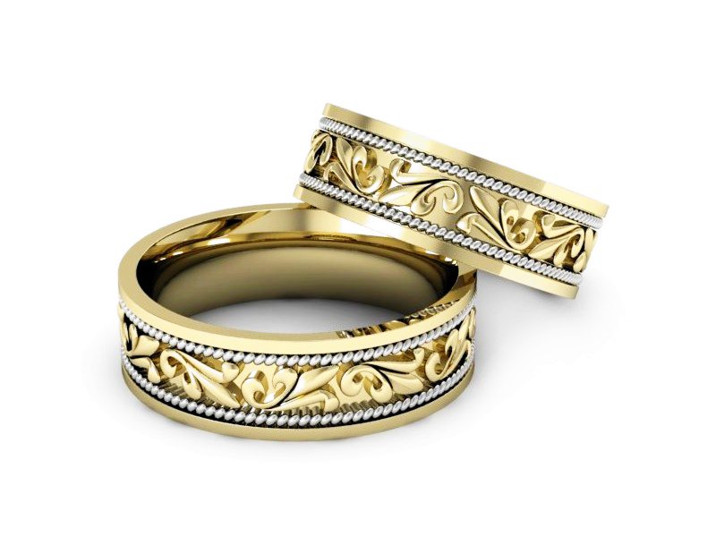 Obrączki soczewka żółte białe złoto 585 - P65180T178zb — zdjęcie 2