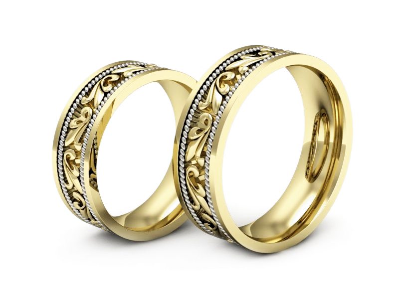 Obrączki soczewka żółte białe złoto 585 - P65180T178zb — zdjęcie 3