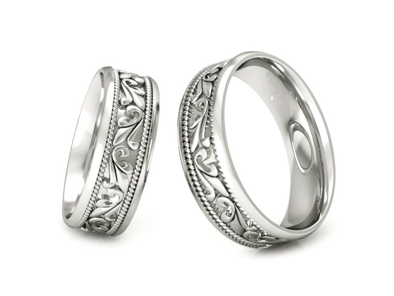 Obrączki białe złoto obrączki klasyczne 585 - P65185T15b — zdjęcie 3