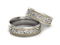 Obrączki ślubne biało żółte złoto obrączki klasyczne 585 - P65185T15bz- 2