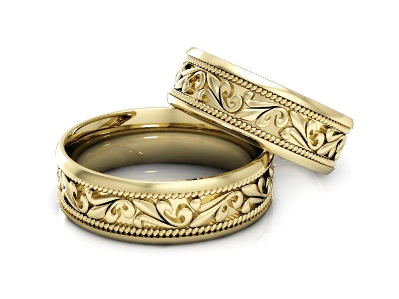 Obrączki żółte złoto obrączki klasyczne 585 - P65185T15z — zdjęcie 2