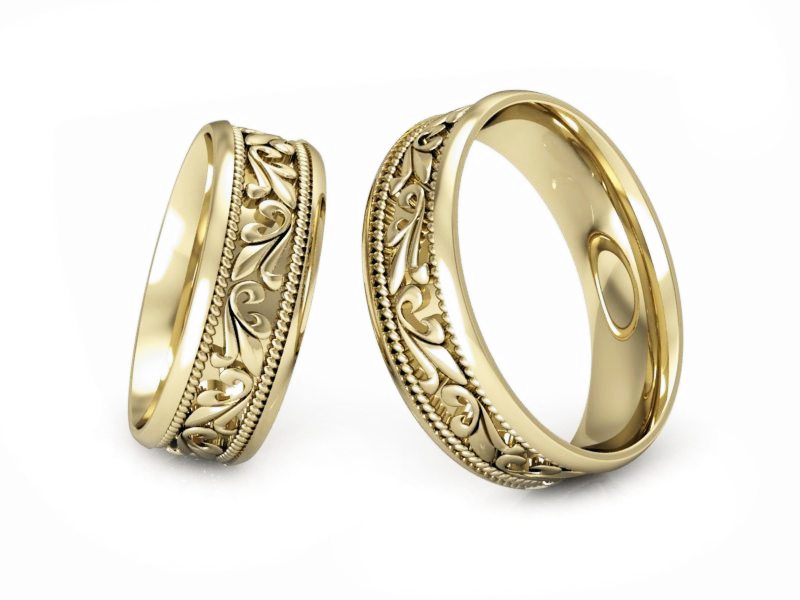 Obrączki żółte złoto obrączki klasyczne 585 - P65185T15z — zdjęcie 3