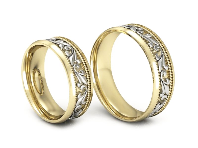 Obrączki biało żółte złoto obrączki złote - P65185T15zbl — zdjęcie 3