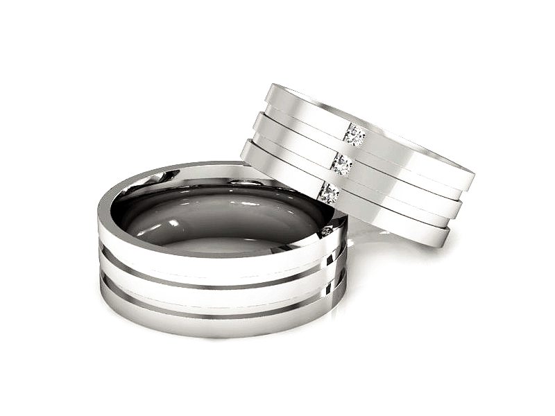 Złote Obrączki z diamentami soczewkowe - P70130T58b — zdjęcie 2