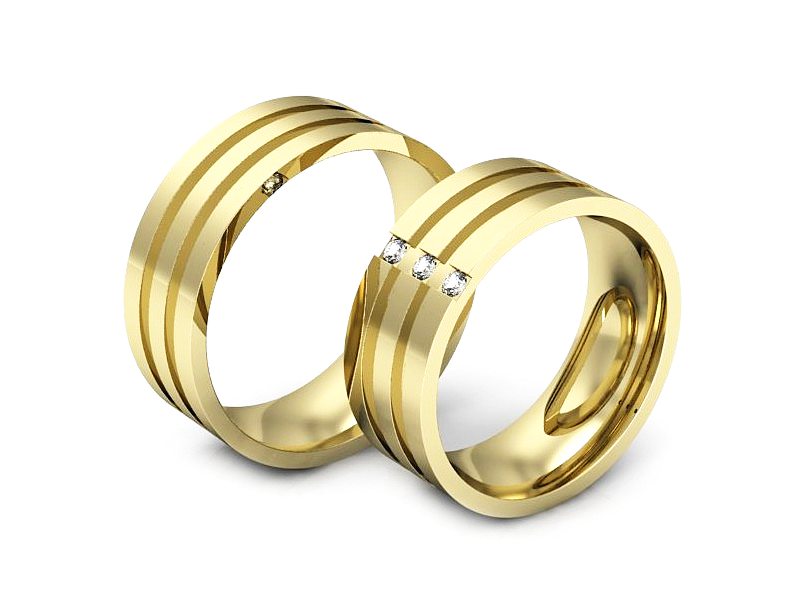 Złote Obrączki z diamentami soczewkowe - P70130T58z — zdjęcie 3