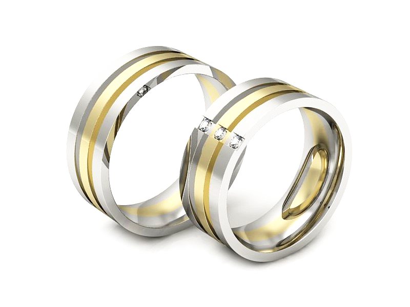 Obrączki z diamentami dwukolorowe obraczki - P70130T58zb — zdjęcie 3