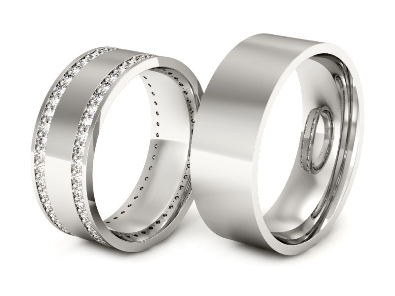 Złote Obrączki z diamentami z bialego złota - P70150T103b — zdjęcie 3