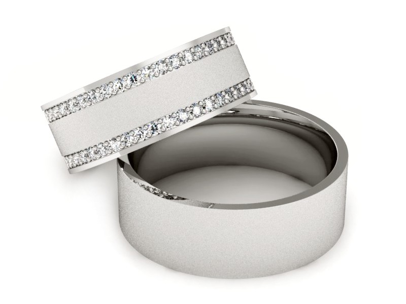 Obrączki z diamentami białe złoto 585 - P70150T103bms — zdjęcie 2