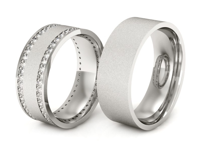 Obrączki z diamentami białe złoto 585 - P70150T103bms — zdjęcie 3