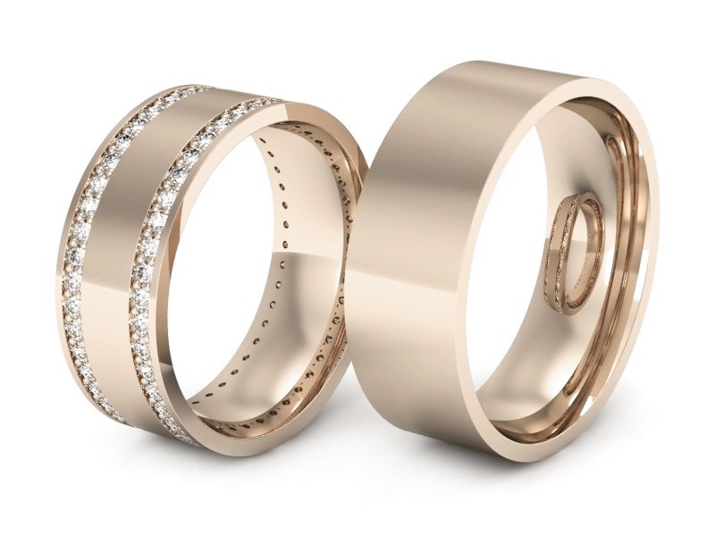 Obrączki z diamentami złote różowe złoto 585 - P70150T103c — zdjęcie 3