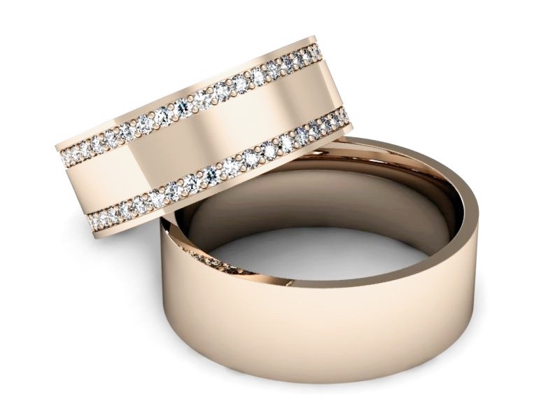 Obrączki z diamentami złote różowe złoto 585 - P70150T103c — zdjęcie 2