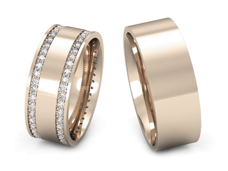 Obrączki z diamentami złote różowe złoto 585 - P70150T103c