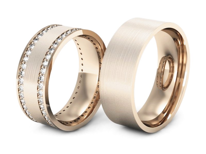 Obrączki z diamentami nowoczesne różowe 585 - P70150T103cmp — zdjęcie 3