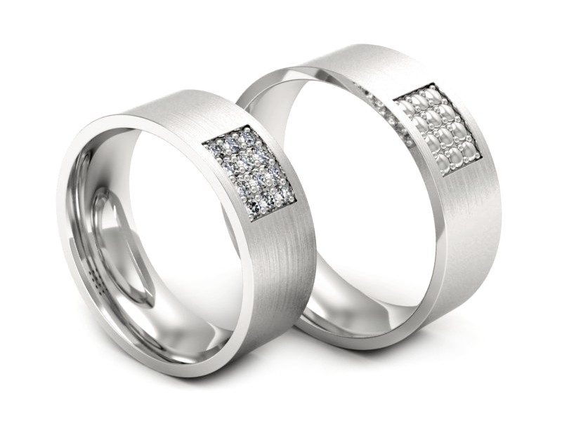 Złote Obrączki z brylantami białe złoto 585 - P70170T17b — zdjęcie 3