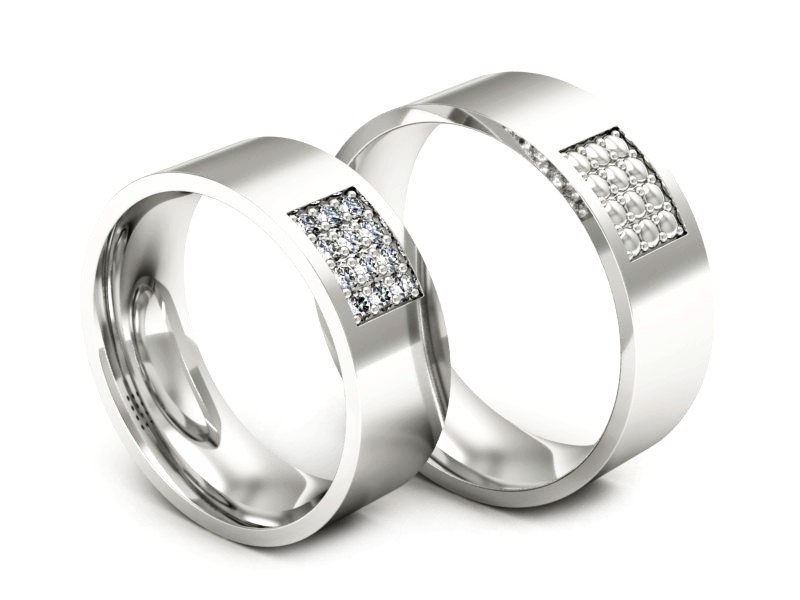 Obrączki złote z brylantami białe złoto 585 - P70170T17bm — zdjęcie 3