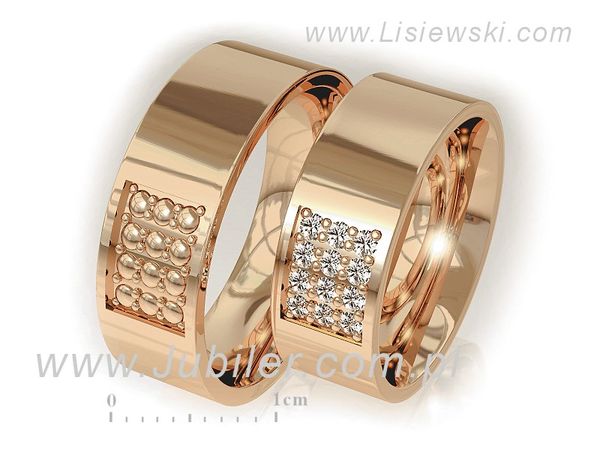 Obrączki ślubne obrączki z diamentami złote różowe złoto 585 — P70170T17c