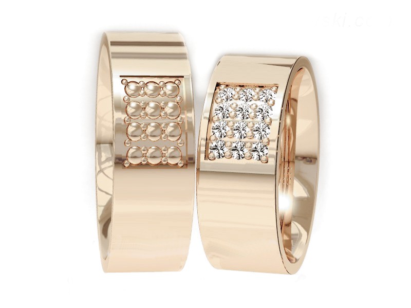 Obrączki z diamentami złote różowe złoto 585 - P70170T17c — zdjęcie 3