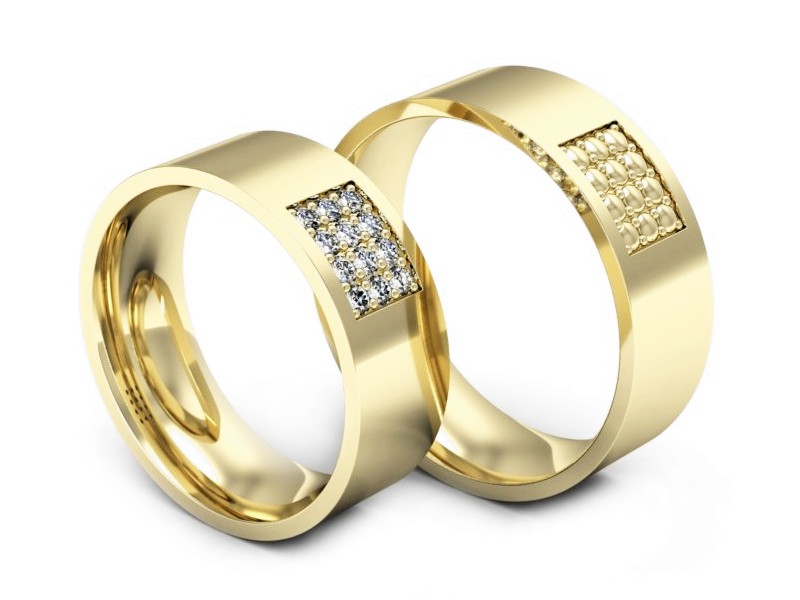 Obrączki złote z brylantami żółte złoto 585 - P70170T17zz — zdjęcie 3