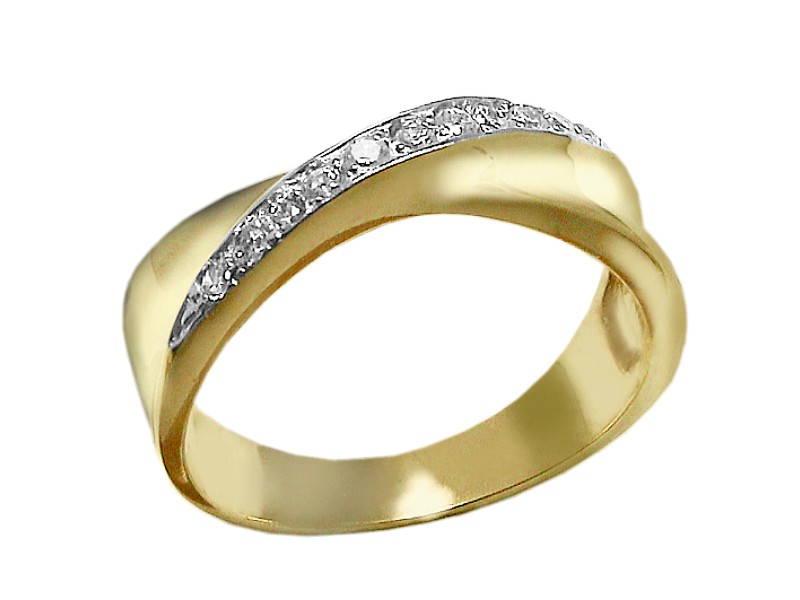 Złoty Pierścionek z cyrkoniami żółte złoto 585 - p7248_3