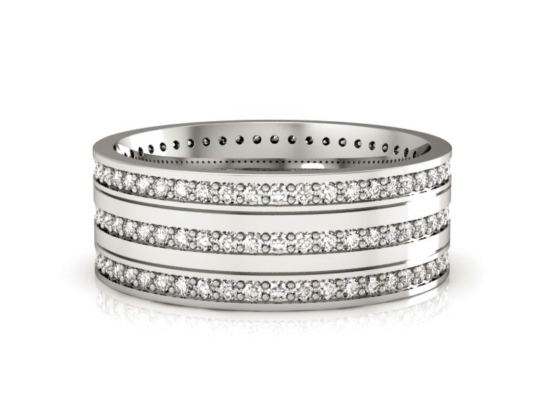 Obrączka damska z brylantami białe złoto 585 - P74190T77B — zdjęcie 2