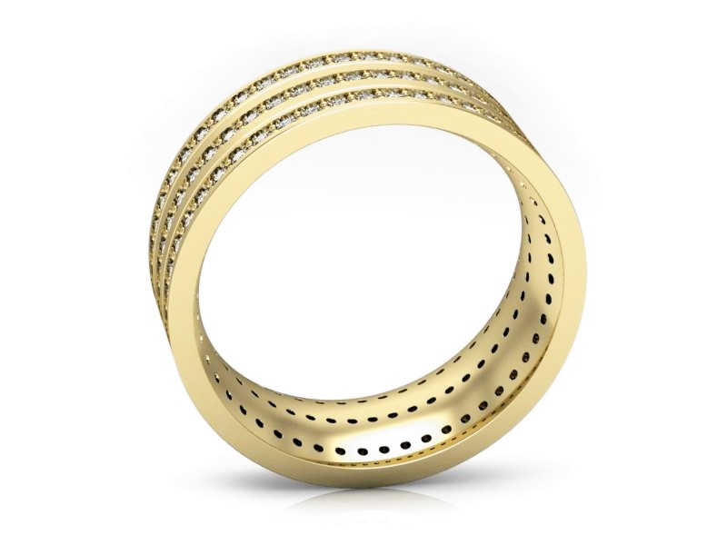 Obrączka damska z brylantami żółte złoto 585 - P74190T77Z — zdjęcie 3