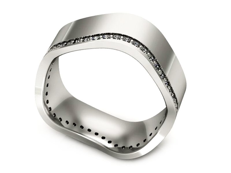 Pierscionek Obrączka z brylantami białe złoto - P84170T86b — zdjęcie 3