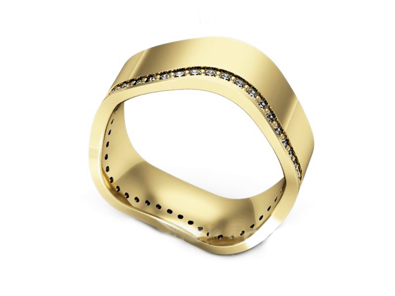 Obrączka z brylantami żółte złoto próba 585 - P84170T86z — zdjęcie 3