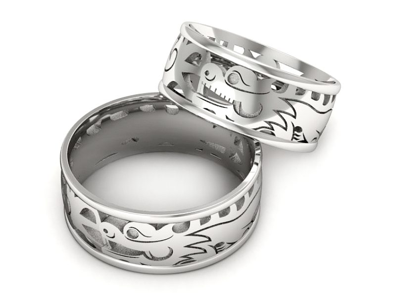 Obrączki białe złoto obrączki klasyczne 585 - P85160T75B — zdjęcie 2