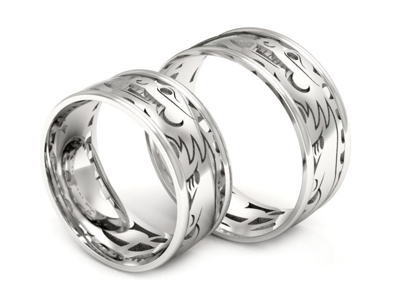 Obrączki białe złoto obrączki klasyczne 585 - P85160T75B — zdjęcie 3